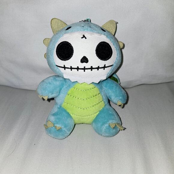 Ebros Small Furry Bones Skeleton Teal Scorchie Wyrmling Dragon Plush Toy 5" - Picture 3 of 10